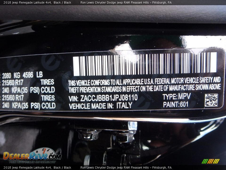 2018 Jeep Renegade Latitude 4x4 Black / Black Photo #15