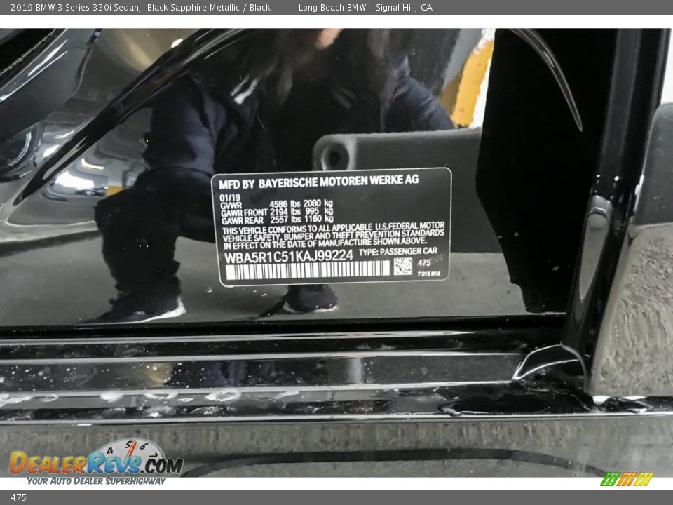 BMW Color Code 475 Black Sapphire Metallic