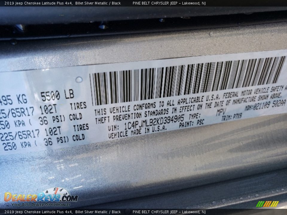 2019 Jeep Cherokee Latitude Plus 4x4 Billet Silver Metallic / Black Photo #9