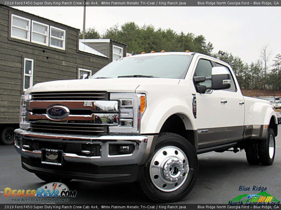 2019 Ford F450 Super Duty King Ranch Crew Cab 4x4 White Platinum Metallic Tri-Coat / King Ranch Java Photo #1