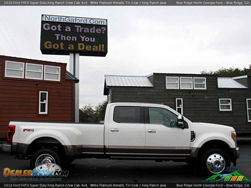 2019 Ford F450 Super Duty King Ranch Crew Cab 4x4 White Platinum Metallic Tri-Coat / King Ranch Java Photo #6