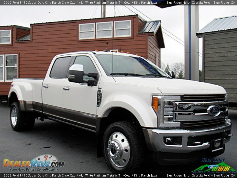 2019 Ford F450 Super Duty King Ranch Crew Cab 4x4 White Platinum Metallic Tri-Coat / King Ranch Java Photo #7