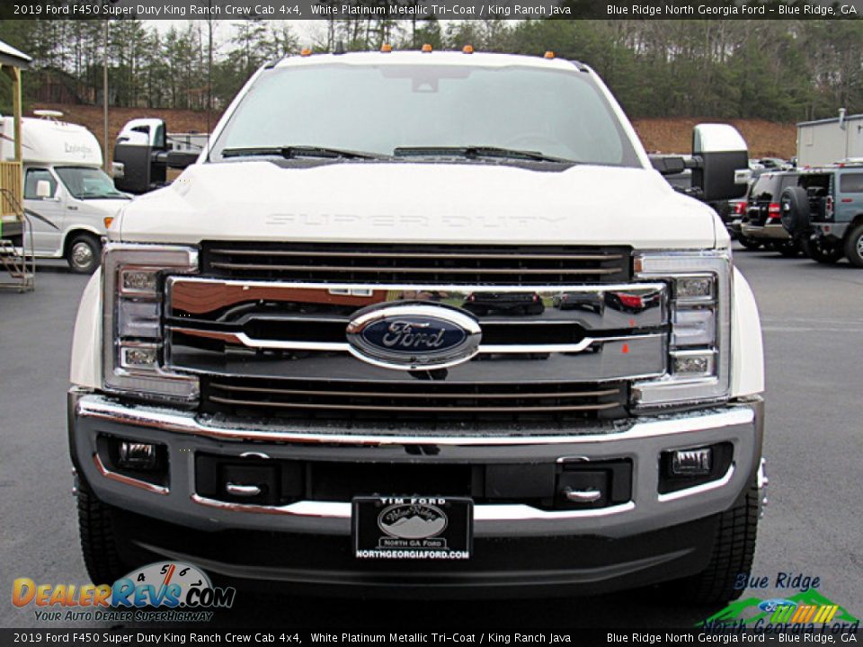 2019 Ford F450 Super Duty King Ranch Crew Cab 4x4 White Platinum Metallic Tri-Coat / King Ranch Java Photo #8