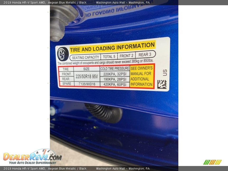 2019 Honda HR-V Sport AWD Aegean Blue Metallic / Black Photo #13