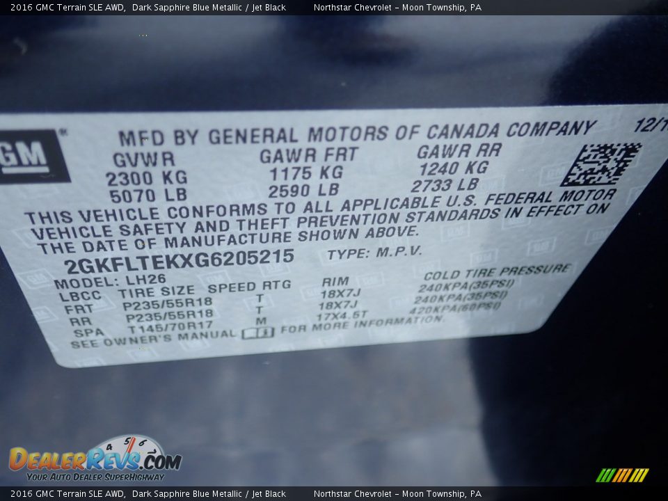 2016 GMC Terrain SLE AWD Dark Sapphire Blue Metallic / Jet Black Photo #28