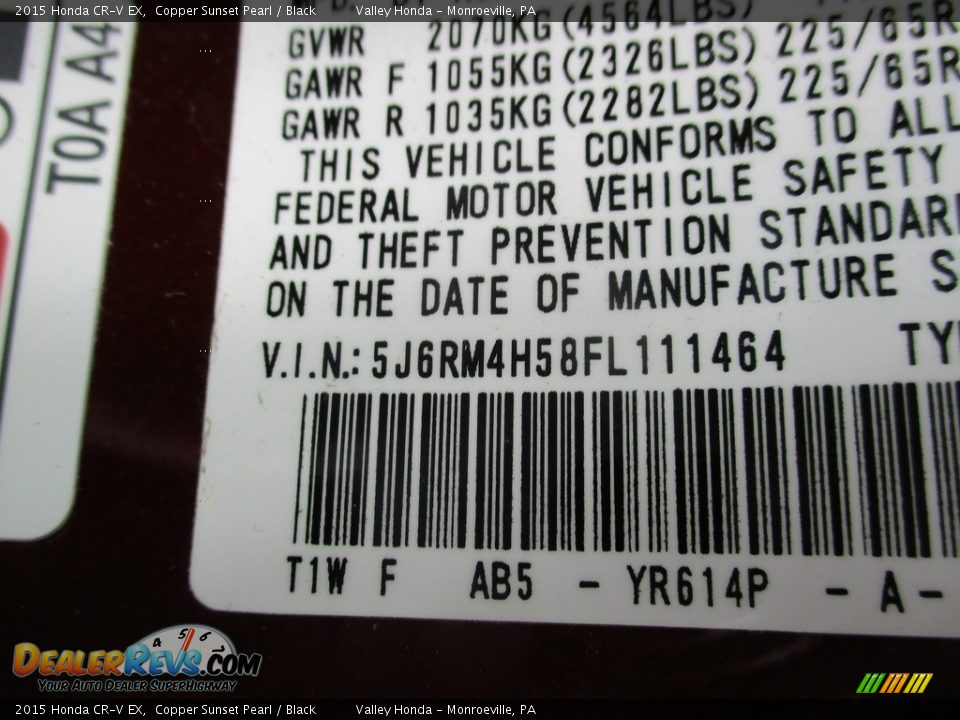 2015 Honda CR-V EX Copper Sunset Pearl / Black Photo #19