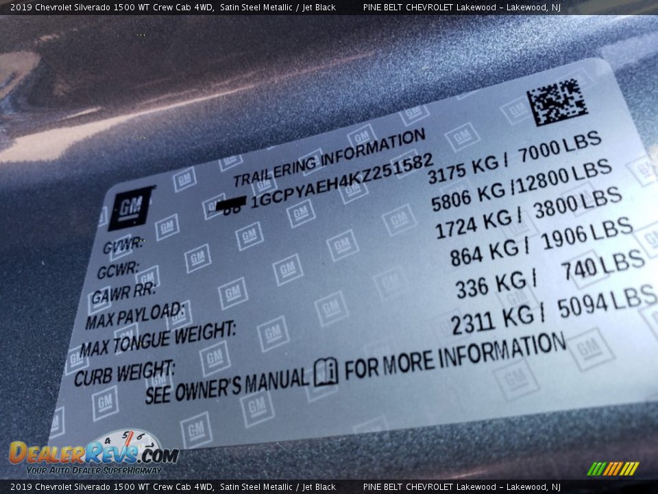 2019 Chevrolet Silverado 1500 WT Crew Cab 4WD Satin Steel Metallic / Jet Black Photo #9