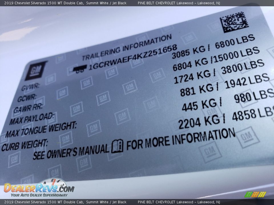 2019 Chevrolet Silverado 1500 WT Double Cab Summit White / Jet Black Photo #8