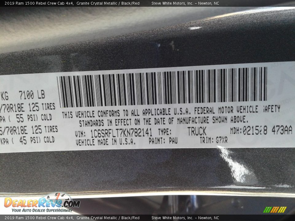 2019 Ram 1500 Rebel Crew Cab 4x4 Granite Crystal Metallic / Black/Red Photo #31