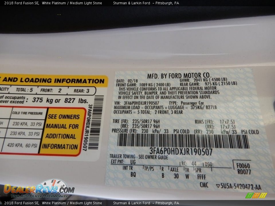 2018 Ford Fusion SE White Platinum / Medium Light Stone Photo #11