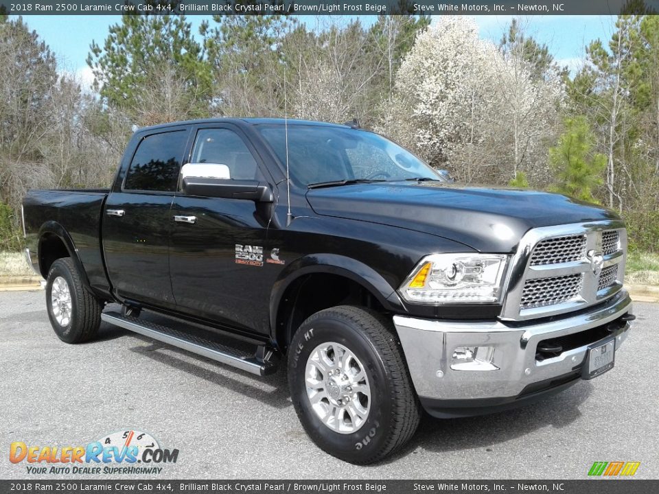 2018 Ram 2500 Laramie Crew Cab 4x4 Brilliant Black Crystal Pearl / Brown/Light Frost Beige Photo #4