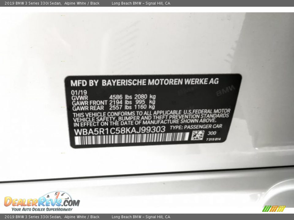 2019 BMW 3 Series 330i Sedan Alpine White / Black Photo #11