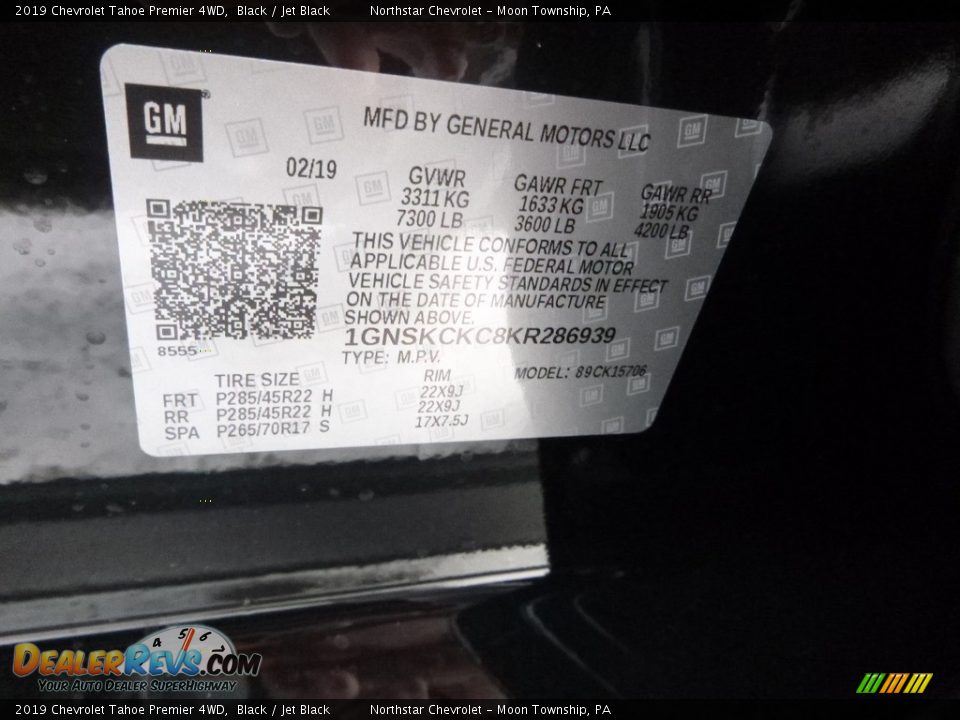 2019 Chevrolet Tahoe Premier 4WD Black / Jet Black Photo #14
