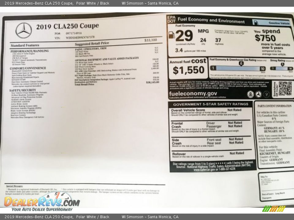 2019 Mercedes-Benz CLA 250 Coupe Polar White / Black Photo #10