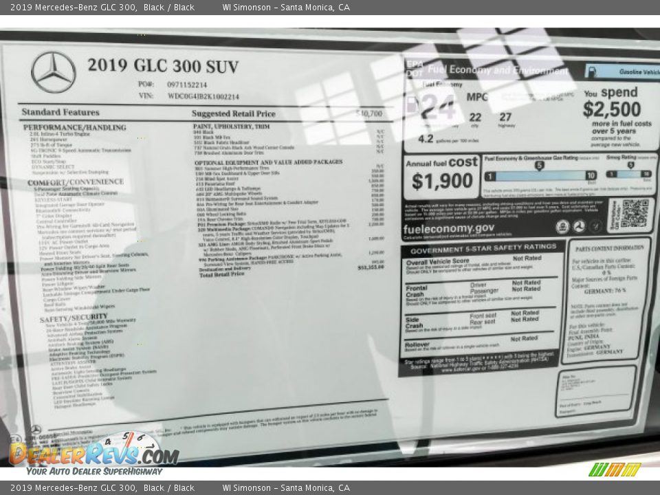 2019 Mercedes-Benz GLC 300 Window Sticker Photo #10