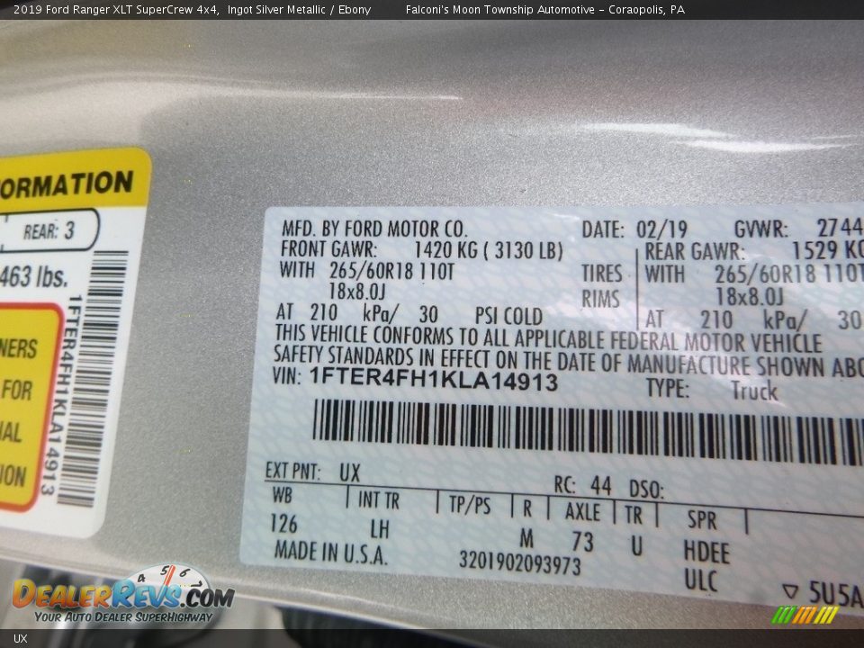 Ford Color Code UX Ingot Silver Metallic