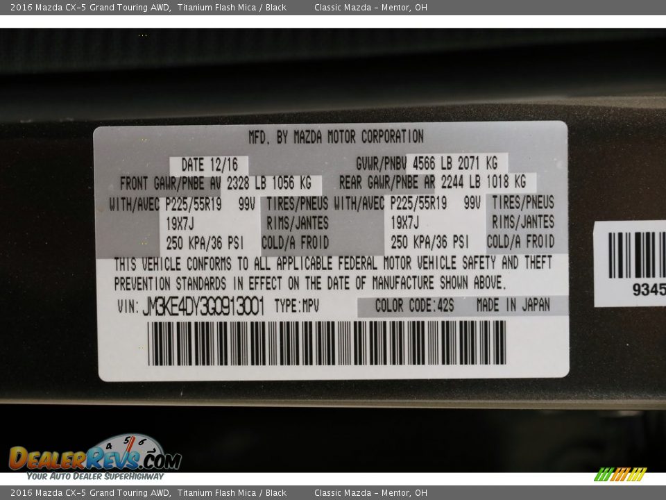 2016 Mazda CX-5 Grand Touring AWD Titanium Flash Mica / Black Photo #21