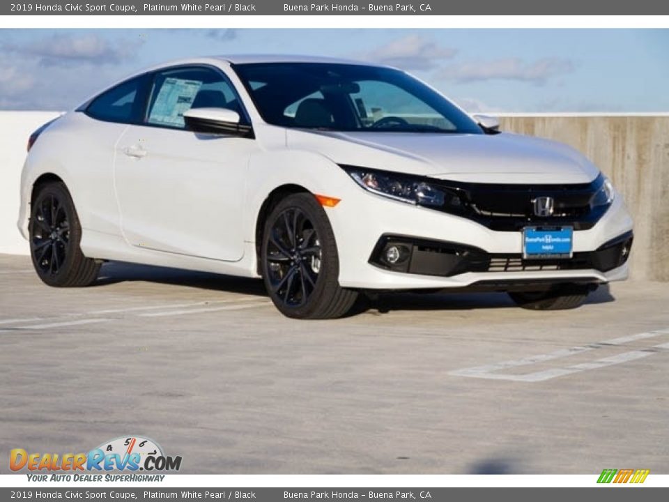 2019 Honda Civic Sport Coupe Platinum White Pearl / Black Photo #1