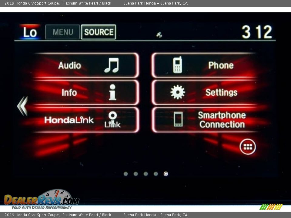 2019 Honda Civic Sport Coupe Platinum White Pearl / Black Photo #29