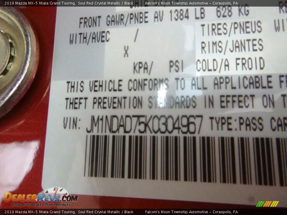 2019 Mazda MX-5 Miata Grand Touring Soul Red Crystal Metallic / Black Photo #12