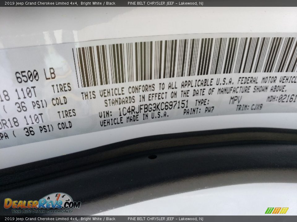 2019 Jeep Grand Cherokee Limited 4x4 Bright White / Black Photo #9