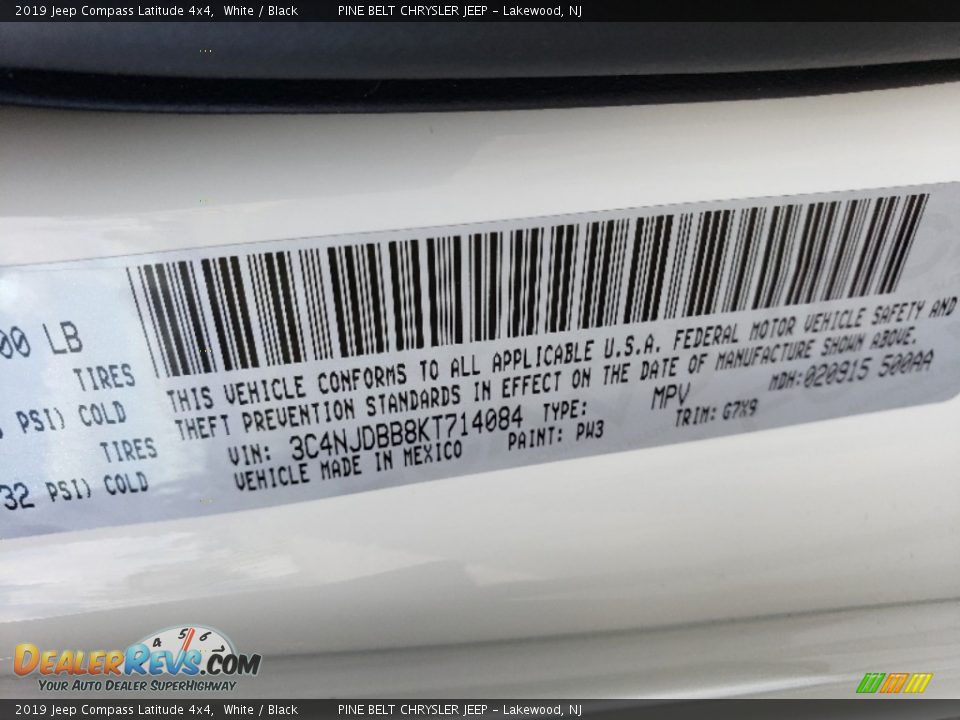 2019 Jeep Compass Latitude 4x4 White / Black Photo #9
