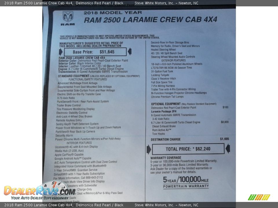 2018 Ram 2500 Laramie Crew Cab 4x4 Delmonico Red Pearl / Black Photo #35