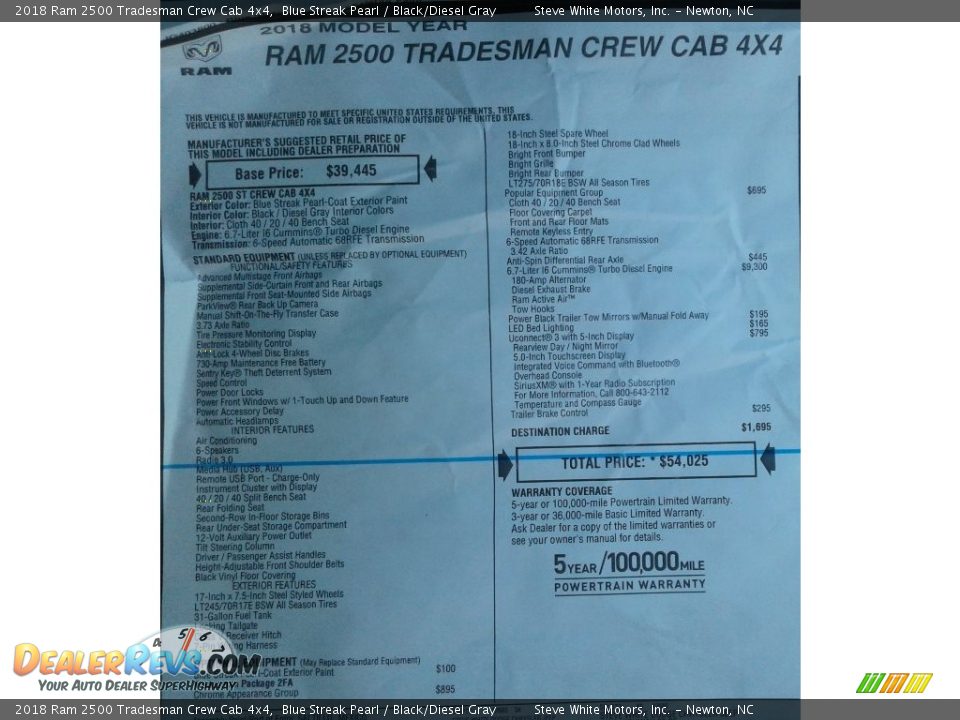 2018 Ram 2500 Tradesman Crew Cab 4x4 Blue Streak Pearl / Black/Diesel Gray Photo #28