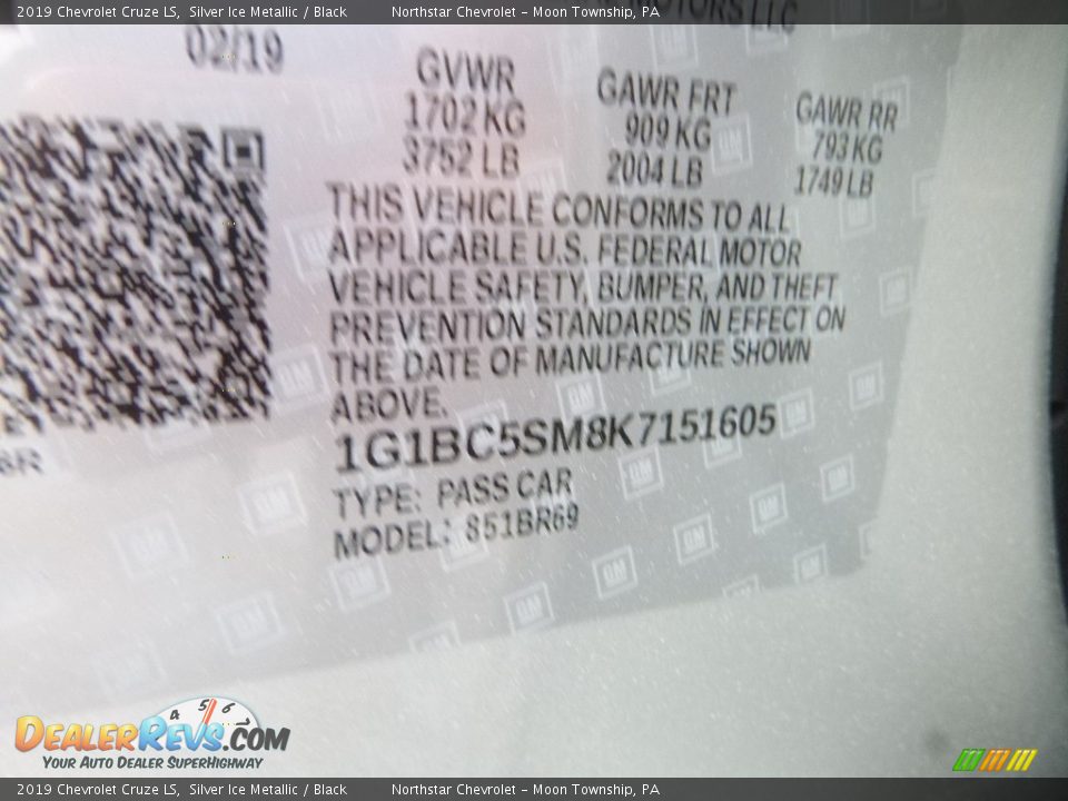 2019 Chevrolet Cruze LS Silver Ice Metallic / Black Photo #16