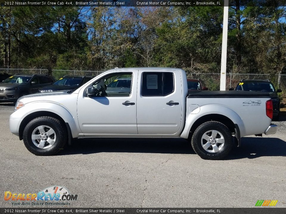 2012 Nissan Frontier SV Crew Cab 4x4 Brilliant Silver Metallic / Steel Photo #2