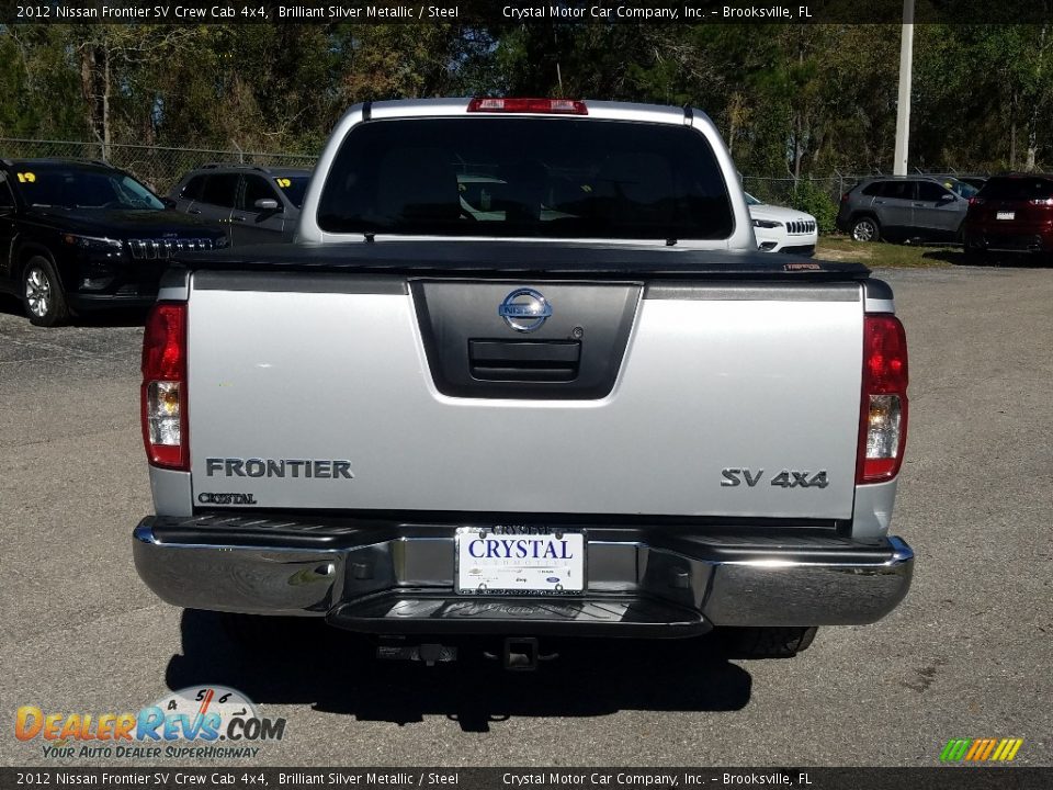 2012 Nissan Frontier SV Crew Cab 4x4 Brilliant Silver Metallic / Steel Photo #4