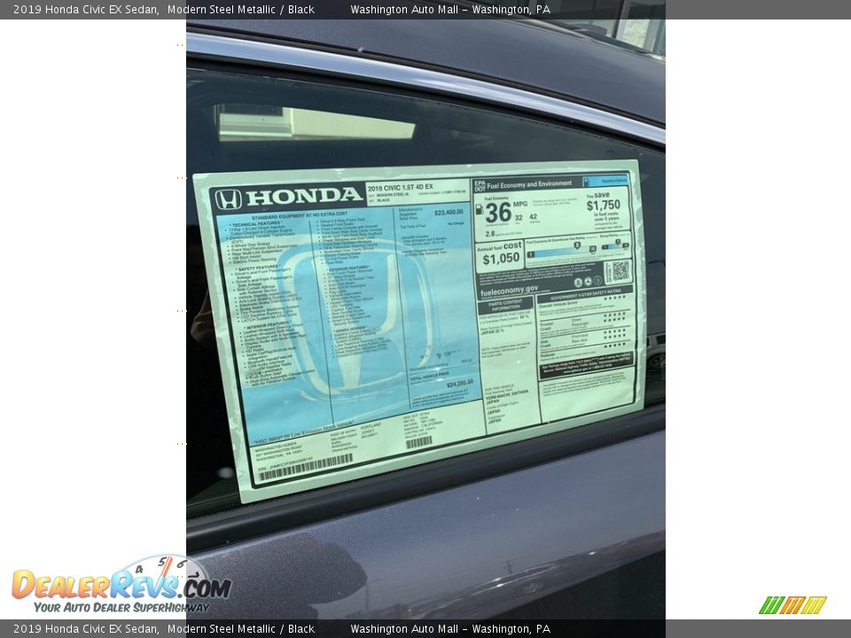 2019 Honda Civic EX Sedan Modern Steel Metallic / Black Photo #15