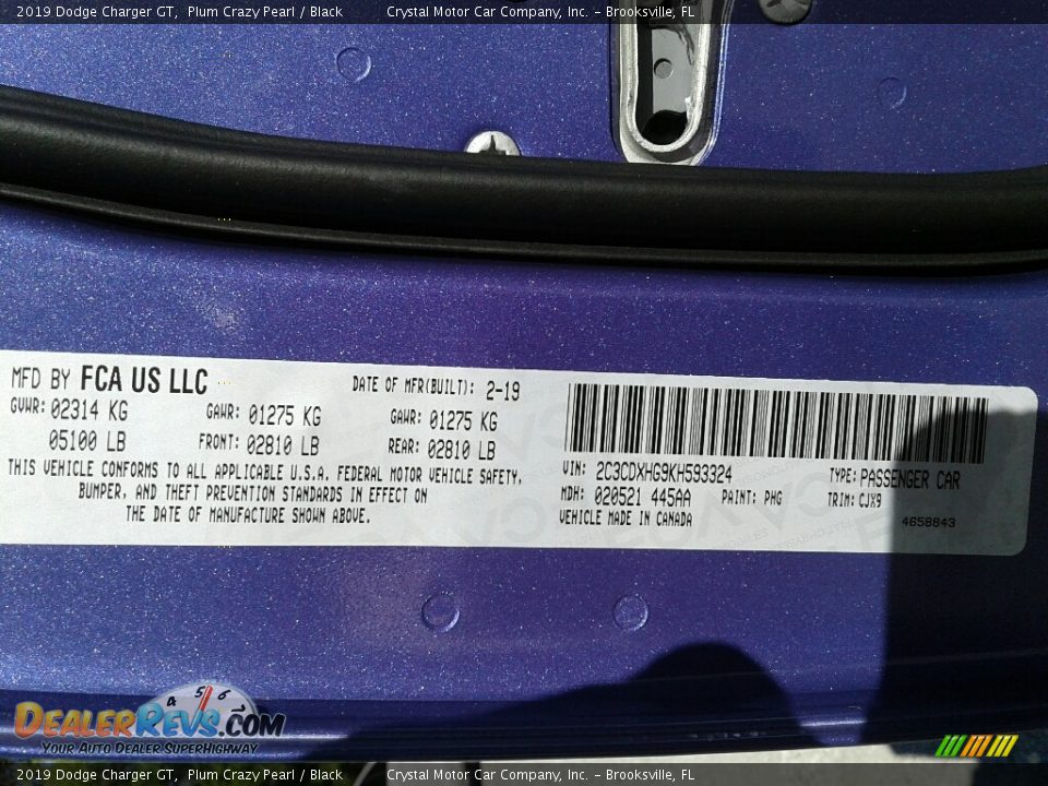 2019 Dodge Charger GT Plum Crazy Pearl / Black Photo #21