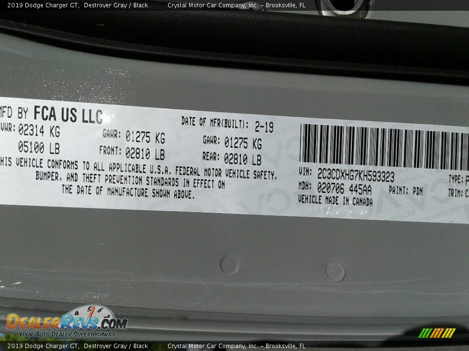 2019 Dodge Charger GT Destroyer Gray / Black Photo #21