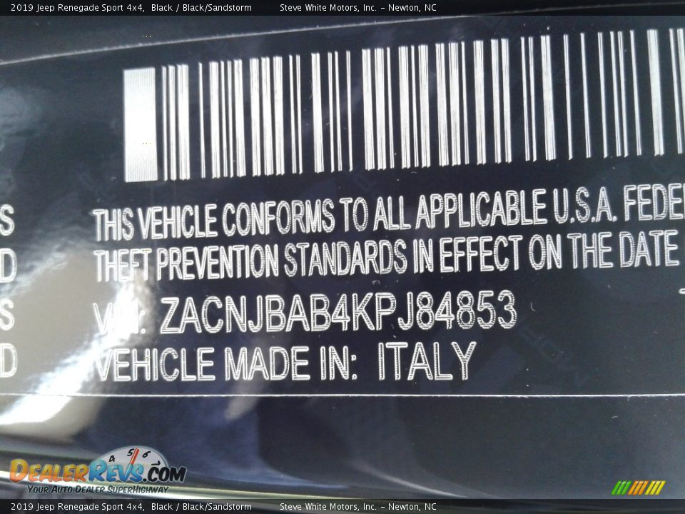 2019 Jeep Renegade Sport 4x4 Black / Black/Sandstorm Photo #27