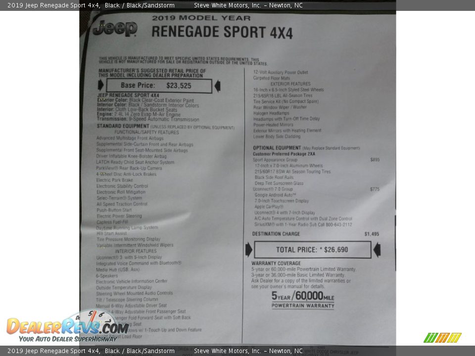 2019 Jeep Renegade Sport 4x4 Black / Black/Sandstorm Photo #29