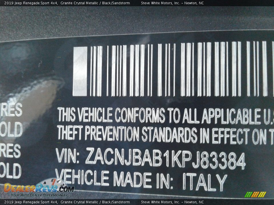 2019 Jeep Renegade Sport 4x4 Granite Crystal Metallic / Black/Sandstorm Photo #27