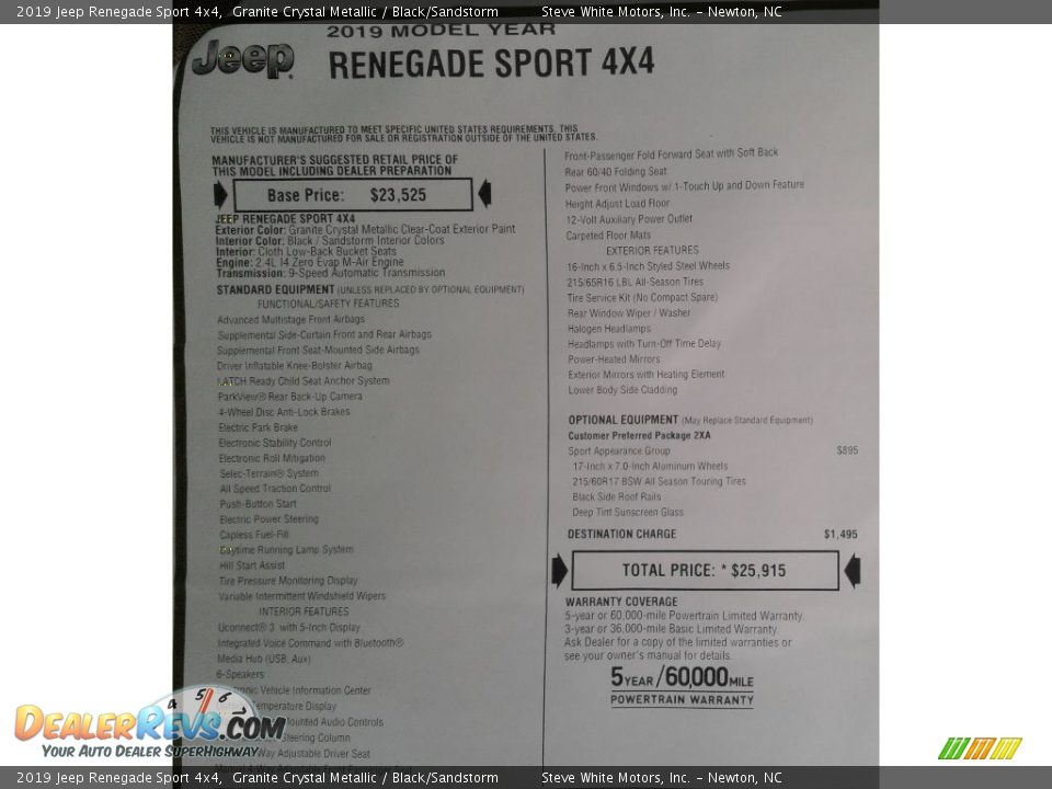 2019 Jeep Renegade Sport 4x4 Granite Crystal Metallic / Black/Sandstorm Photo #28