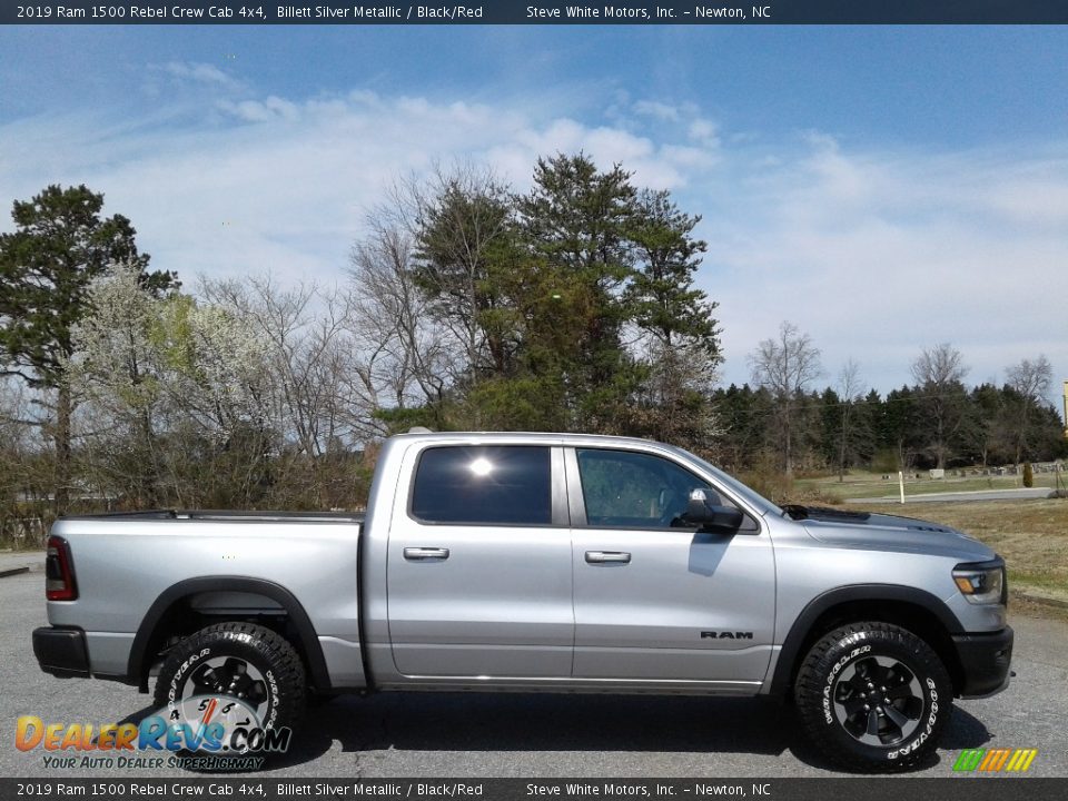 2019 Ram 1500 Rebel Crew Cab 4x4 Billett Silver Metallic / Black/Red Photo #5