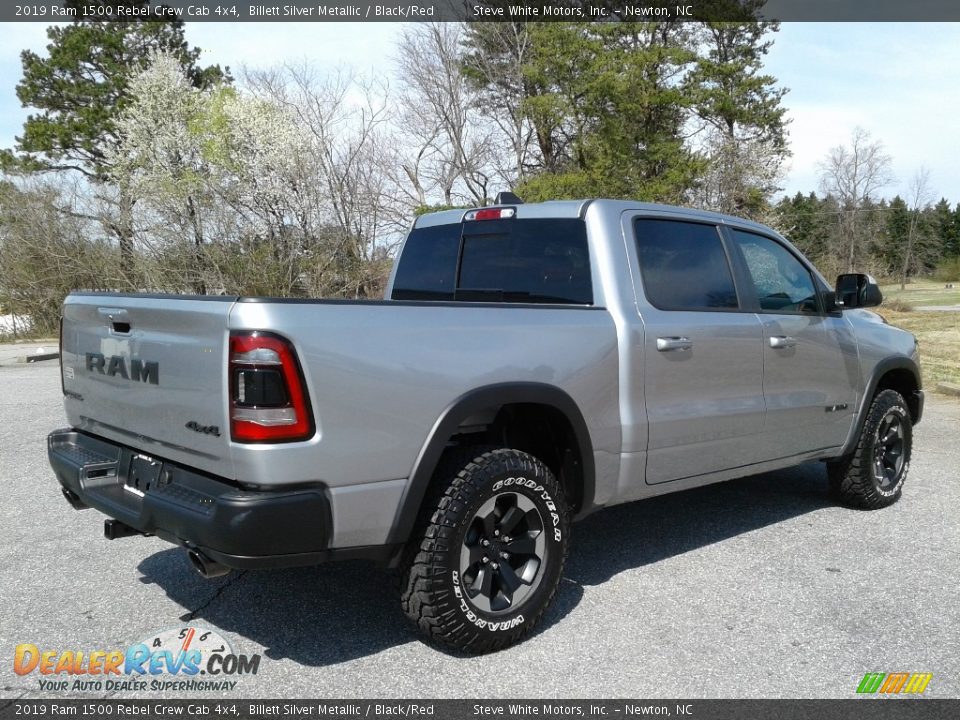 2019 Ram 1500 Rebel Crew Cab 4x4 Billett Silver Metallic / Black/Red Photo #6