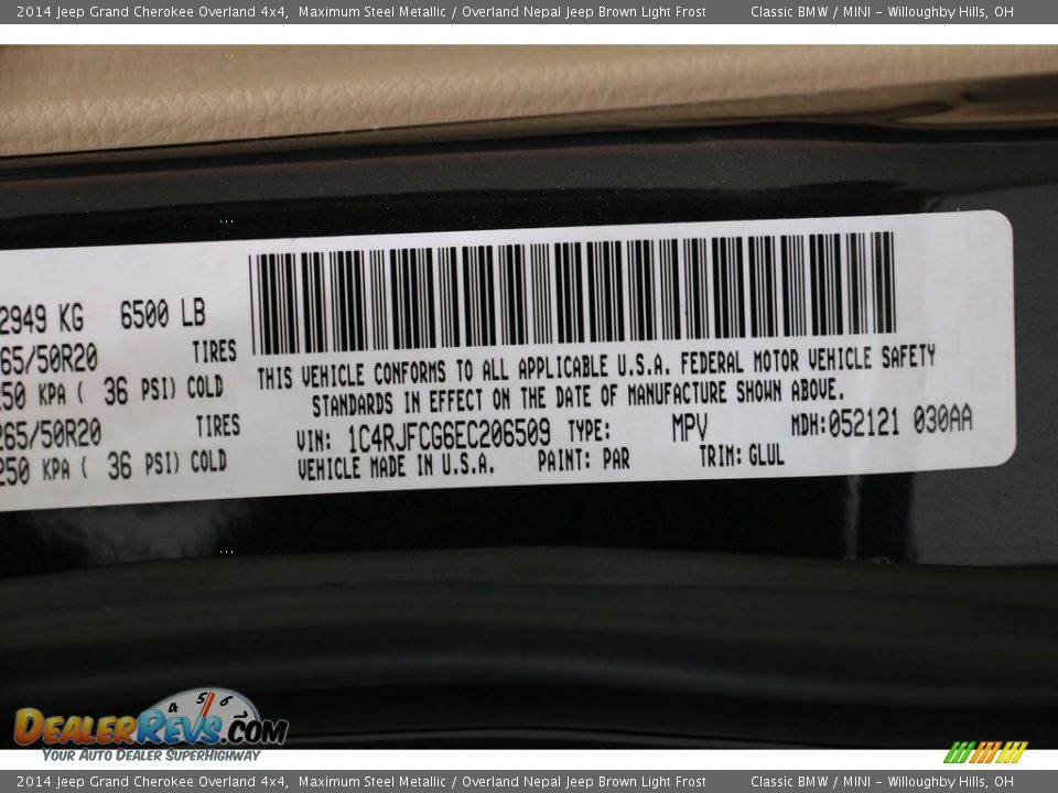 2014 Jeep Grand Cherokee Overland 4x4 Maximum Steel Metallic / Overland Nepal Jeep Brown Light Frost Photo #26