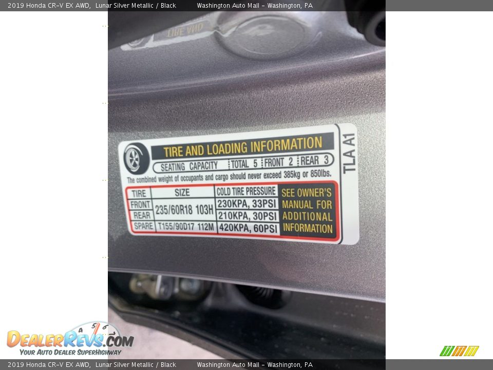 2019 Honda CR-V EX AWD Lunar Silver Metallic / Black Photo #13