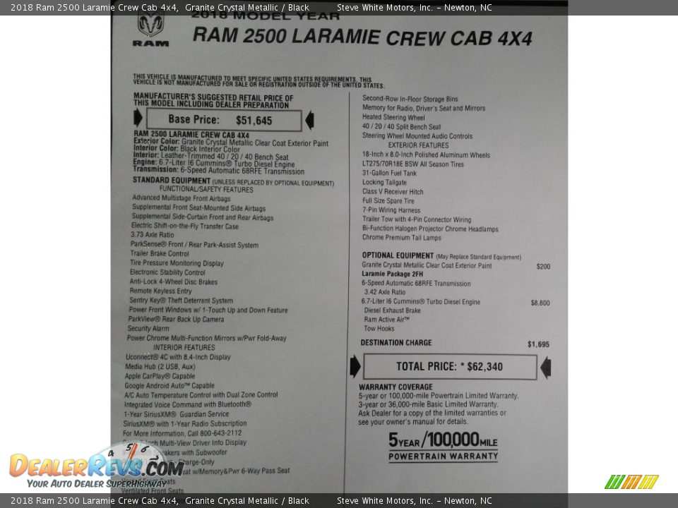2018 Ram 2500 Laramie Crew Cab 4x4 Granite Crystal Metallic / Black Photo #35