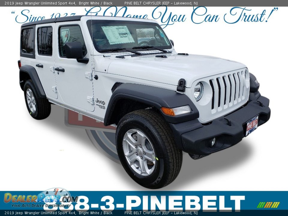 2019 Jeep Wrangler Unlimited Sport 4x4 Bright White / Black Photo #1