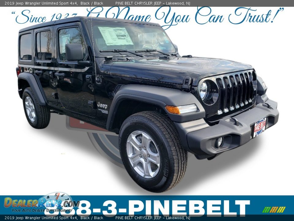 2019 Jeep Wrangler Unlimited Sport 4x4 Black / Black Photo #1