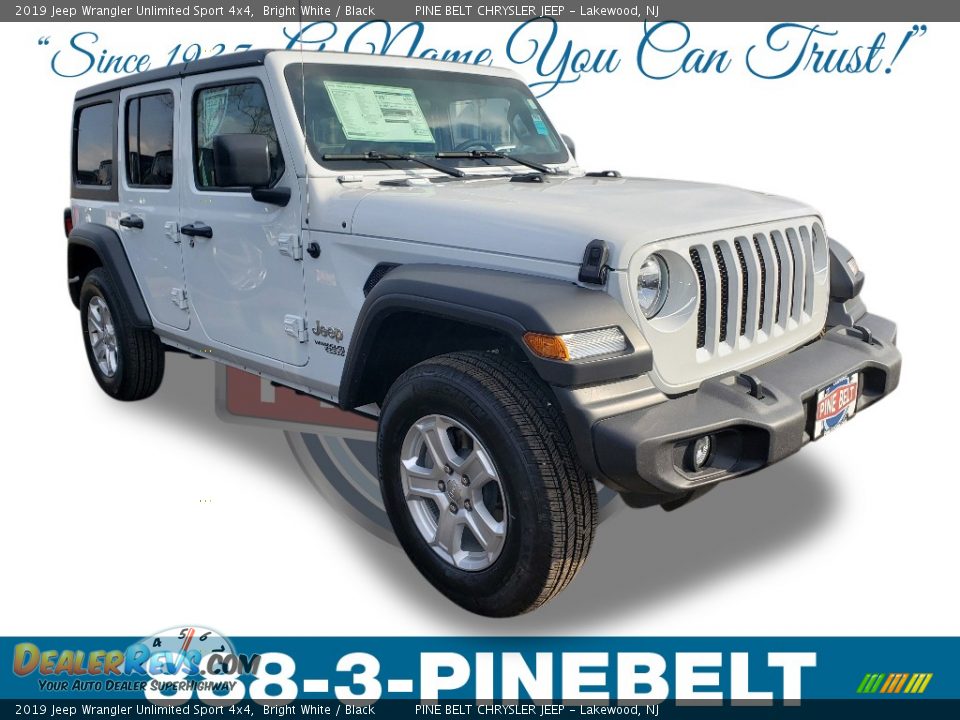 2019 Jeep Wrangler Unlimited Sport 4x4 Bright White / Black Photo #1