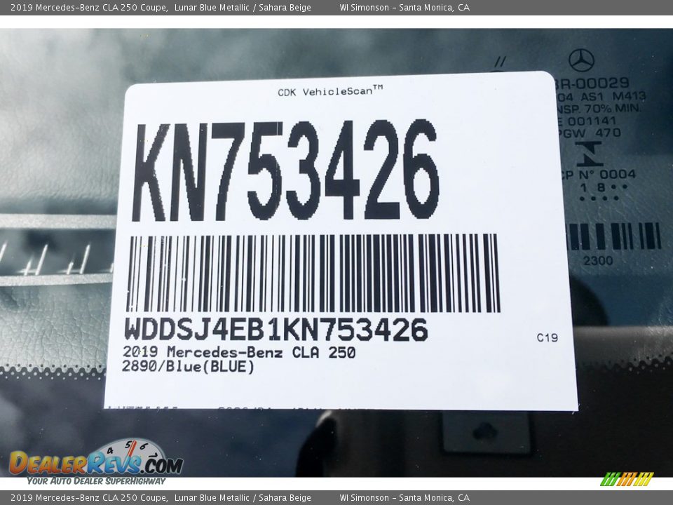 2019 Mercedes-Benz CLA 250 Coupe Lunar Blue Metallic / Sahara Beige Photo #11