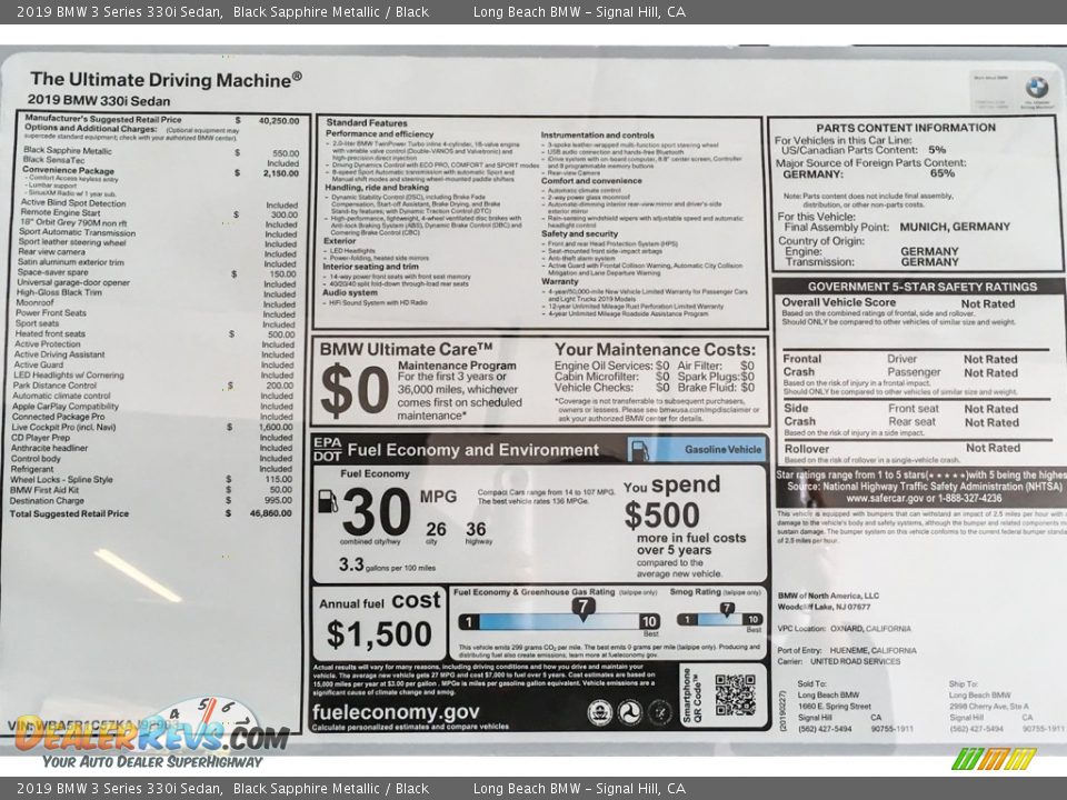 2019 BMW 3 Series 330i Sedan Black Sapphire Metallic / Black Photo #10