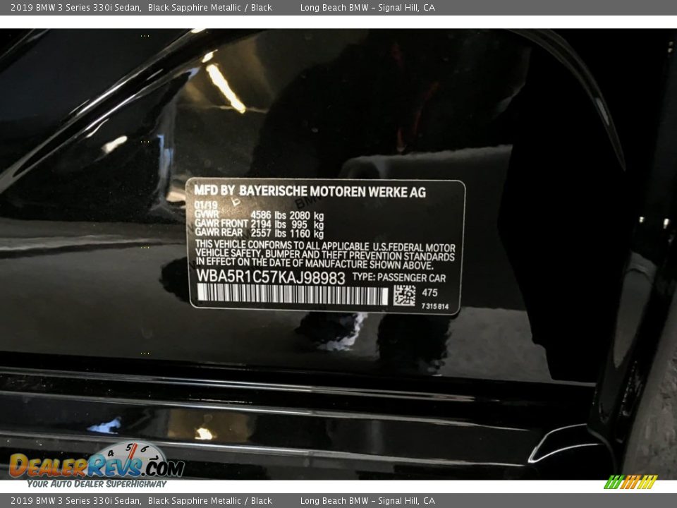 2019 BMW 3 Series 330i Sedan Black Sapphire Metallic / Black Photo #11