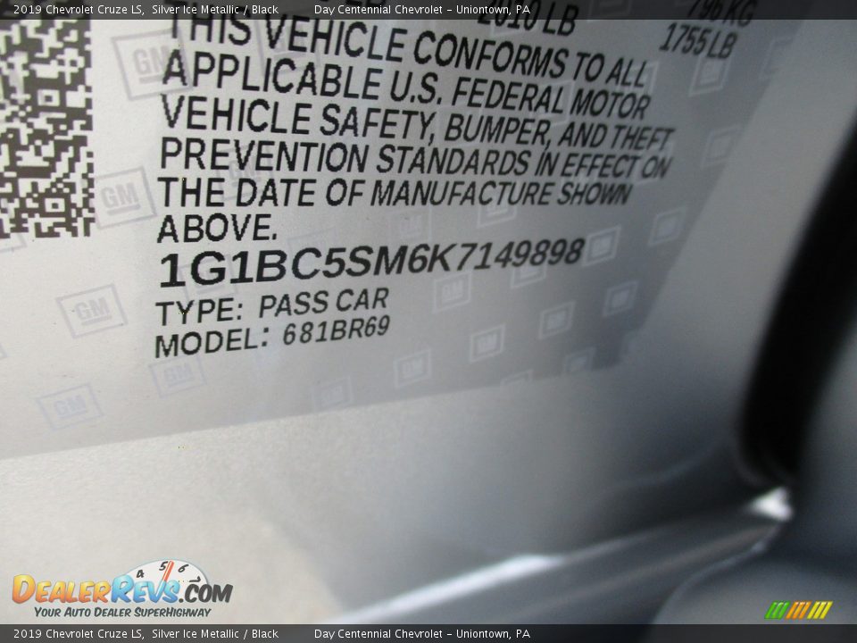 2019 Chevrolet Cruze LS Silver Ice Metallic / Black Photo #15